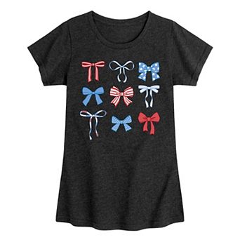 Girls 7-16 Americana Bows Grid Graphic Tee