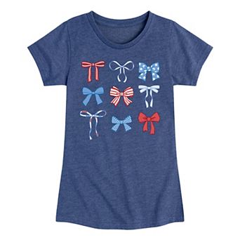 Girls 7-16 Americana Bows Grid Graphic Tee