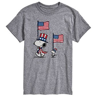 Men's Peanuts Snoopy & Woodstock USA Flags Graphic Tee