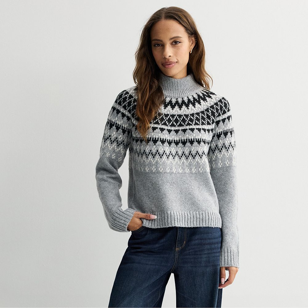 Women's Sonoma Goods For Life® Cozy Fair Isle Mock Neck Sweater