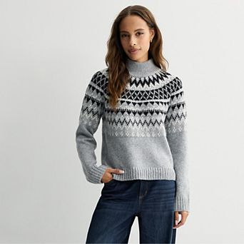 Women's Sonoma Goods For Life® Cozy Fair Isle Mock Neck Sweater