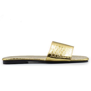 Henry Ferrera Dora Women's Metallic Slide Sandals
