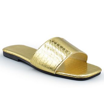 Henry Ferrera Dora Women's Metallic Slide Sandals