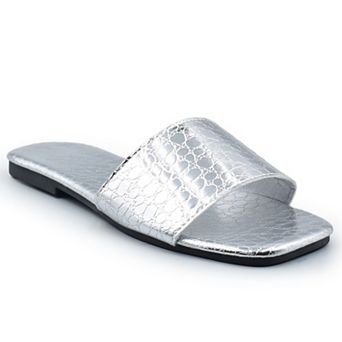 Henry Ferrera Dora Women's Metallic Slide Sandals