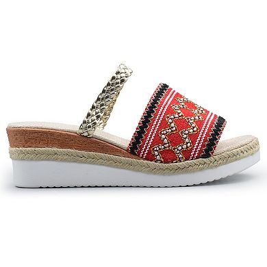 Henry Ferrera Zig Zag Women's Braided Strap Platform Wedge Sandal