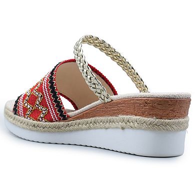 Henry Ferrera Zig Zag Women's Braided Strap Platform Wedge Sandal