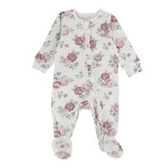 Newborn Baby Girls Huggies® 100% Organic Floral Footed Coverall