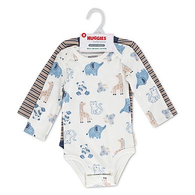 Newborn Baby Boys Huggies® 100% Organic Animals & Stripes Bodysuits 2-Pack