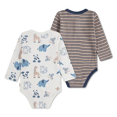 Newborn Baby Boys Huggies® 100% Organic Animals & Stripes Bodysuits 2-Pack