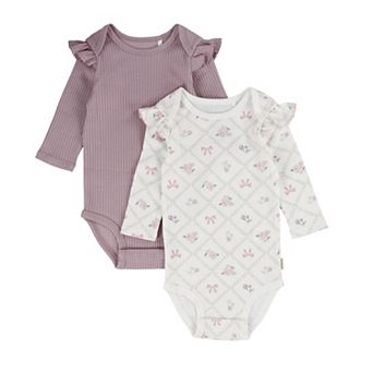 Newborn Baby Girls Huggies® 100% Organic Ruffle Long Sleeve Bodysuits 2-Pack