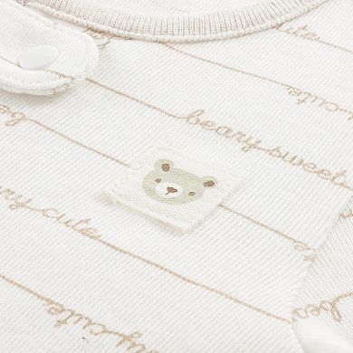 Newborn Baby Boys Huggies® 100% Organic Striped Footed Coverall