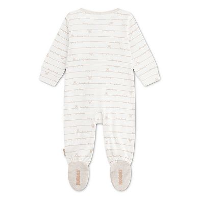 Newborn Baby Boys Huggies® 100% Organic Striped Footed Coverall