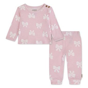 Newborn Baby Girl Huggies® 100% Organic Bows Long Sleeve Top & Pants 2 pc Set
