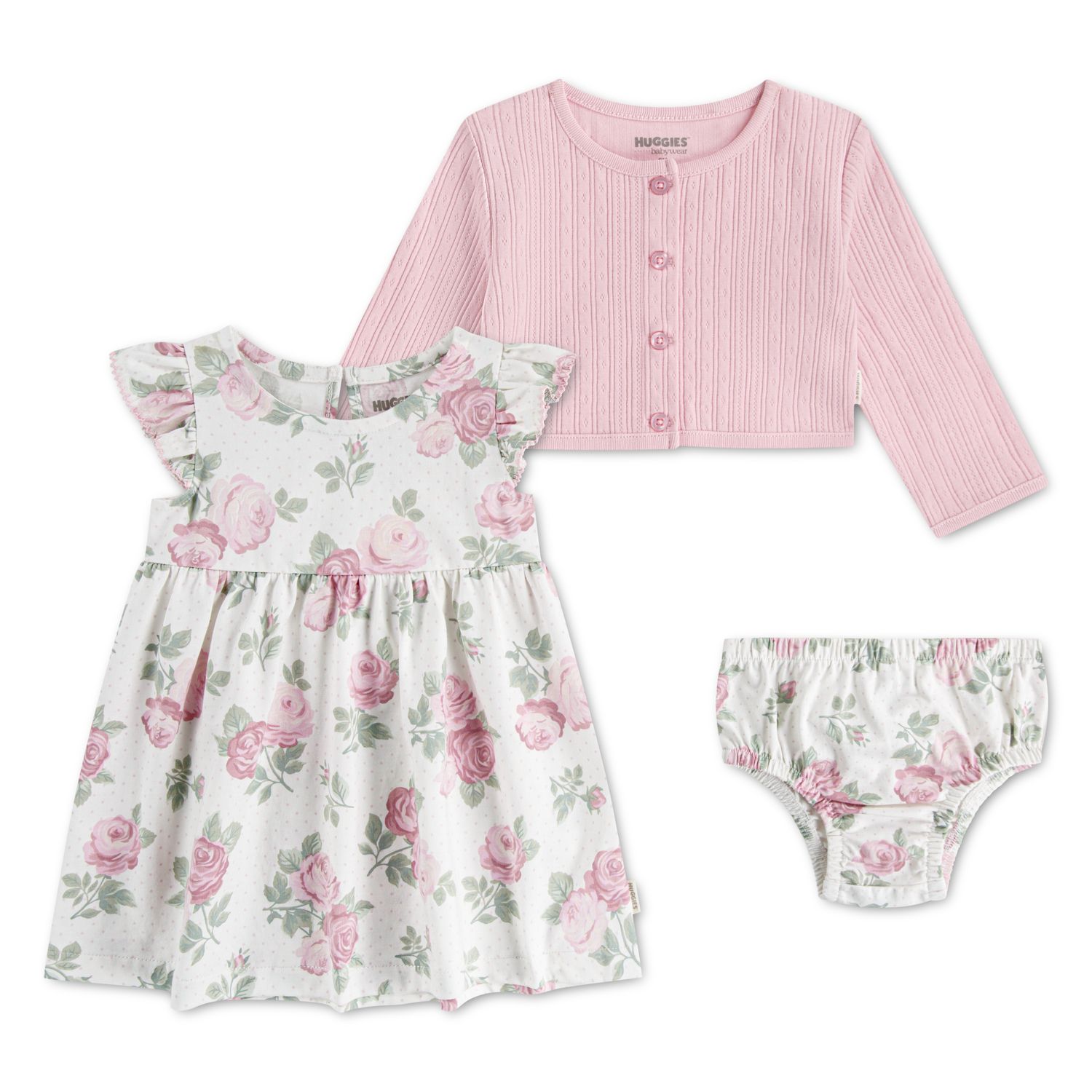 Комплекты Huggies® Floral Cardigan, Dress & Bloomers 3 pc Set для девочек-малышей — фото 1