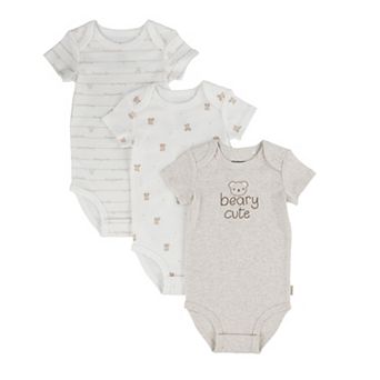 Newborn Baby Boys Huggies® 100% Organic Bodysuits with Bear Print & Text Design 3-Pack