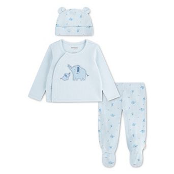 Newborn Baby Boy Huggies® Elephant Footed Pants, Top & Hat 3 pc Set
