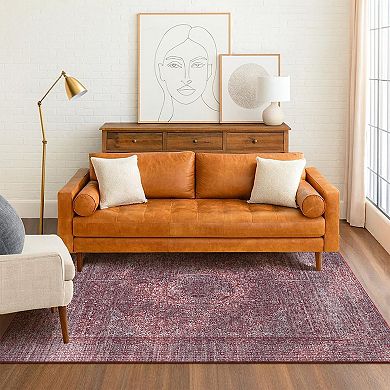 My Magic Carpet Tabriz Mirage Burgundy Area or Runner Rug