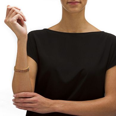 PalmBeach Jewelry Oval Garnet 3-Row Bracelet