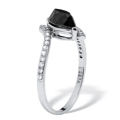 PalmBeach Jewelry Marquise Genuine Onyx and Cubic Zirconia Silvertone Ring
