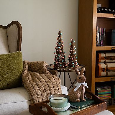 nearly natural 12-Inch & 16-Inch Artificial Rattan Cone Trees - Set of 2