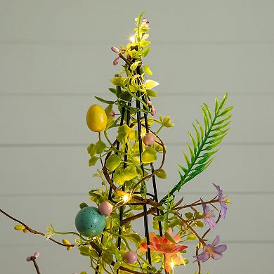 nearly natural 24-Inch Artificial Easter Cone Tree with Wild Flowers & Mini Eggs