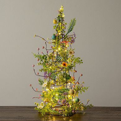 nearly natural 24-Inch Artificial Easter Cone Tree with Wild Flowers & Mini Eggs