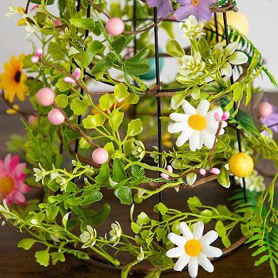 nearly natural 24-Inch Artificial Easter Cone Tree with Wild Flowers & Mini Eggs
