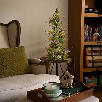 nearly natural 24-Inch Artificial Easter Cone Tree with Wild Flowers & Mini Eggs
