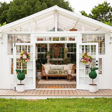 nearly natural 2ft. UV Resistant Artificial Easter Bunny Boxwood Topiary - Set of 2