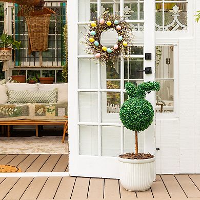 nearly natural 2ft. UV Resistant Artificial Easter Bunny Boxwood Topiary - Set of 2