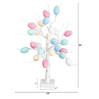 nearly natural 2-ft. Pre-Lit Artificial Easter Egg Twig Tree with 24 LED Lights