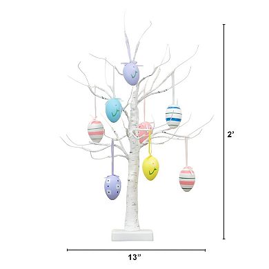 nearly natural 2-ft. Pre-Lit Artificial Easter Twig Tree with Egg Ornaments & LED Lights