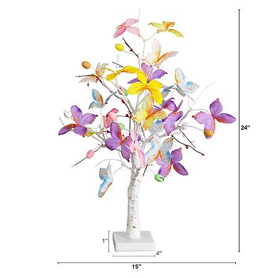 nearly natural 2-ft. Pre-Lit Artificial Butterfly Twig Tree with 24 LED Lights