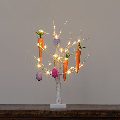 nearly natural 2-ft. Pre-Lit Artificial Easter Egg & Carrots Ornament Twig Tree