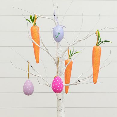 nearly natural 2-ft. Pre-Lit Artificial Easter Egg & Carrots Ornament Twig Tree