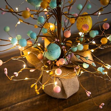 nearly natural 18-Inch Pre-Lit Artificial Easter Egg Twig Tree - Set of 2