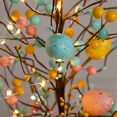 nearly natural 24-Inch Pre-Lit Artificial Easter Egg Twig Tree with LED Lights - Set of 2