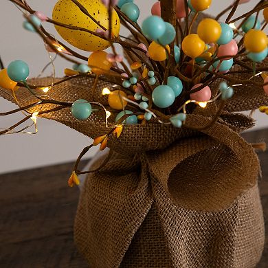 nearly natural 24-Inch Pre-Lit Artificial Easter Egg Twig Tree with LED Lights - Set of 2