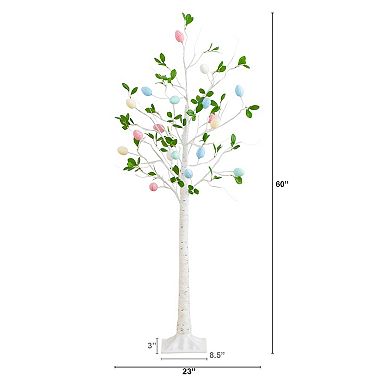 nearly natural 5-ft. LED Artificial Blooming Easter Egg Twig Tree