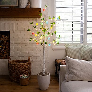 nearly natural 5-ft. LED Artificial Blooming Easter Egg Twig Tree