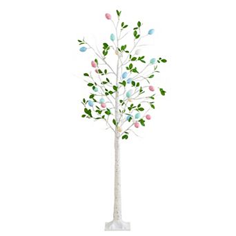nearly natural 6-ft. LED Artificial Blooming Easter Egg Twig Tree