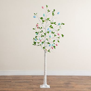 nearly natural 6-ft. LED Artificial Blooming Easter Egg Twig Tree