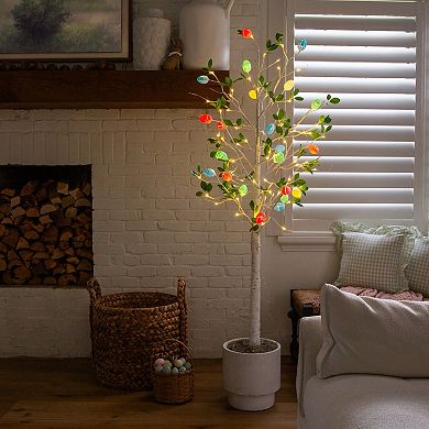 nearly natural 6-ft. LED Artificial Blooming Easter Egg Twig Tree