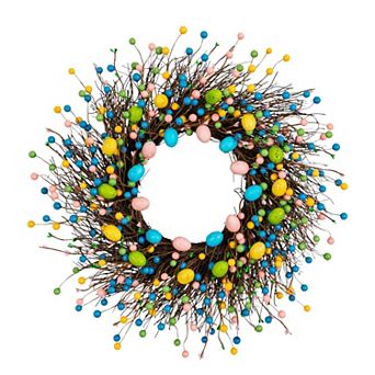 nearly natural 24-Inch Artificial Easter Egg Twig Wreath