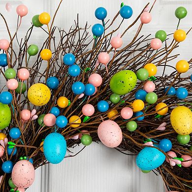 nearly natural 24-Inch Artificial Easter Egg Twig Wreath