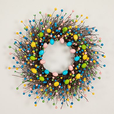 nearly natural 24-Inch Artificial Easter Egg Twig Wreath