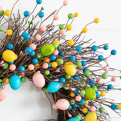 nearly natural 24-Inch Artificial Easter Egg Twig Wreath