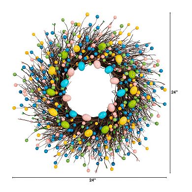 nearly natural 24-Inch Artificial Easter Egg Twig Wreath