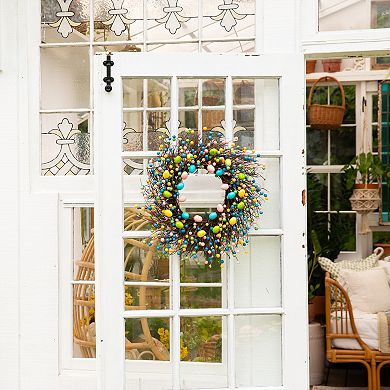 nearly natural 24-Inch Artificial Easter Egg Twig Wreath