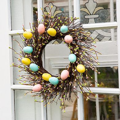 nearly natural 20-Inch Artificial Pastel Easter Egg Twig Wreath